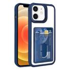 For iPhone 12 Electroplated Card Bag Acrylic Hybrid TPU Phone Case(Blue) - 1