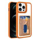 For iPhone 12 Pro Electroplated Card Bag Acrylic Hybrid TPU Phone Case(Orange) - 1