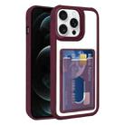 For iPhone 12 Pro Electroplated Card Bag Acrylic Hybrid TPU Phone Case(Wine Red) - 1