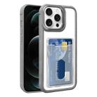 For iPhone 12 Pro Max Electroplated Card Bag Acrylic Hybrid TPU Phone Case(Grey) - 1