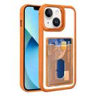 For iPhone 13 Electroplated Card Bag Acrylic Hybrid TPU Phone Case(Orange) - 1