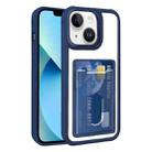 For iPhone 13 Electroplated Card Bag Acrylic Hybrid TPU Phone Case(Blue) - 1