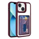 For iPhone 13 Electroplated Card Bag Acrylic Hybrid TPU Phone Case(Wine Red) - 1