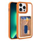 For iPhone 13 Pro Electroplated Card Bag Acrylic Hybrid TPU Phone Case(Orange) - 1