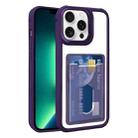 For iPhone 13 Pro Electroplated Card Bag Acrylic Hybrid TPU Phone Case(Purple) - 1