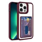 For iPhone 13 Pro Electroplated Card Bag Acrylic Hybrid TPU Phone Case(Wine Red) - 1