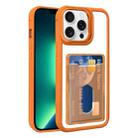 For iPhone 13 Pro Max Electroplated Card Bag Acrylic Hybrid TPU Phone Case(Orange) - 1