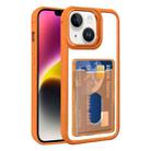 For iPhone 14 Electroplated Card Bag Acrylic Hybrid TPU Phone Case(Orange) - 1