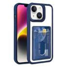 For iPhone 14 Electroplated Card Bag Acrylic Hybrid TPU Phone Case(Blue) - 1