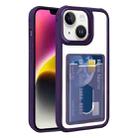 For iPhone 14 Electroplated Card Bag Acrylic Hybrid TPU Phone Case(Purple) - 1