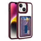 For iPhone 14 Electroplated Card Bag Acrylic Hybrid TPU Phone Case(Wine Red) - 1