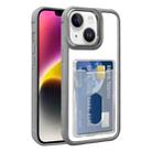 For iPhone 14 Plus Electroplated Card Bag Acrylic Hybrid TPU Phone Case(Grey) - 1