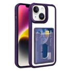 For iPhone 14 Plus Electroplated Card Bag Acrylic Hybrid TPU Phone Case(Purple) - 1