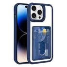 For iPhone 14 Pro Max Electroplated Card Bag Acrylic Hybrid TPU Phone Case(Blue) - 1