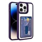 For iPhone 14 Pro Max Electroplated Card Bag Acrylic Hybrid TPU Phone Case(Purple) - 1