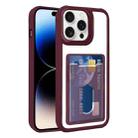 For iPhone 14 Pro Max Electroplated Card Bag Acrylic Hybrid TPU Phone Case(Wine Red) - 1