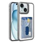 For iPhone 15 Electroplated Card Bag Acrylic Hybrid TPU Phone Case(Grey) - 1