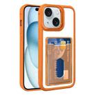 For iPhone 15 Electroplated Card Bag Acrylic Hybrid TPU Phone Case(Orange) - 1