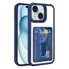 For iPhone 15 Plus Electroplated Card Bag Acrylic Hybrid TPU Phone Case(Blue) - 1