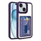 For iPhone 15 Plus Electroplated Card Bag Acrylic Hybrid TPU Phone Case(Purple) - 1