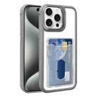 For iPhone 15 Pro Max Electroplated Card Bag Acrylic Hybrid TPU Phone Case(Grey) - 1