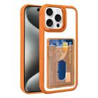 For iPhone 15 Pro Max Electroplated Card Bag Acrylic Hybrid TPU Phone Case(Orange) - 1