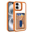 For iPhone 16 Electroplated Card Bag Acrylic Hybrid TPU Phone Case(Orange) - 1