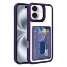 For iPhone 16 Electroplated Card Bag Acrylic Hybrid TPU Phone Case(Purple) - 1