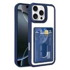 For iPhone 16 Pro Electroplated Card Bag Acrylic Hybrid TPU Phone Case(Blue) - 1