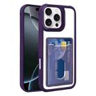 For iPhone 16 Pro Electroplated Card Bag Acrylic Hybrid TPU Phone Case(Purple) - 1