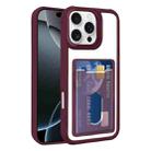 For iPhone 16 Pro Electroplated Card Bag Acrylic Hybrid TPU Phone Case(Wine Red) - 1