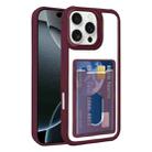 For iPhone 16 Pro Max Electroplated Card Bag Acrylic Hybrid TPU Phone Case(Wine Red) - 1