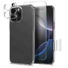 For iPhone 16 Pro NORTHJO 4 in 1 TPU Phone Case with Screen Film and Lens Film and Camera Control Button Cover(Clear) - 1