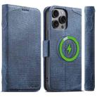 For iPhone 15 Pro Suteni J07 Multi-functional Horizontal MagSafe Denim Leather Phone Case(Blue) - 1