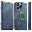 For iPhone 12 Pro Suteni J07 Multi-functional Horizontal MagSafe Denim Leather Phone Case(Blue) - 1