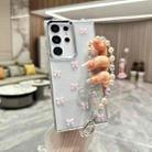 For Samsung Galaxy S25 Ultra 5G Little Fresh Bow Bracelet Chain TPU Phone Case(Pink) - 1