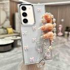 For Samsung Galaxy S23 5G Little Fresh Bow Bracelet Chain TPU Phone Case(Pink) - 1