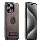 For iPhone 15 Pro Suteni G2 Holder Denim Leather Back MagSafe Phone Case(Brown) - 1