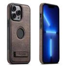For iPhone 13 Pro Max Suteni G2 Holder Denim Leather Back MagSafe Phone Case(Brown) - 1