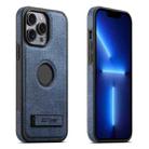 For iPhone 13 Pro Max Suteni G2 Holder Denim Leather Back MagSafe Phone Case(Blue) - 1