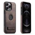 For iPhone 12 Pro Max Suteni G2 Holder Denim Leather Back MagSafe Phone Case(Brown) - 1