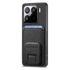 For Xiaomi 15 Carbon Fiber Card Bag Fold Stand Phone Case(Black) - 2