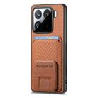 For Xiaomi 15 Carbon Fiber Card Bag Fold Stand Phone Case(Brown) - 2
