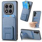 For Redmi Note 14 5G Carbon Fiber Card Bag Fold Stand Phone Case(Blue) - 1
