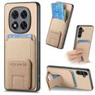 For Redmi Note 14 5G Carbon Fiber Card Bag Fold Stand Phone Case(Khaki) - 1
