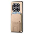 For Redmi Note 14 5G Carbon Fiber Card Bag Fold Stand Phone Case(Khaki) - 2