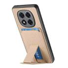 For Redmi Note 14 5G Carbon Fiber Card Bag Fold Stand Phone Case(Khaki) - 3