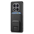 For Redmi Note 14 Pro+ 5G Carbon Fiber Card Bag Fold Stand Phone Case(Black) - 2