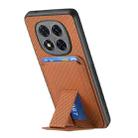 For Redmi Note 14 Pro+ 5G Carbon Fiber Card Bag Fold Stand Phone Case(Brown) - 3