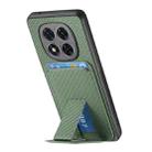 For Redmi Note 14 Pro+ 5G Carbon Fiber Card Bag Fold Stand Phone Case(Green) - 3